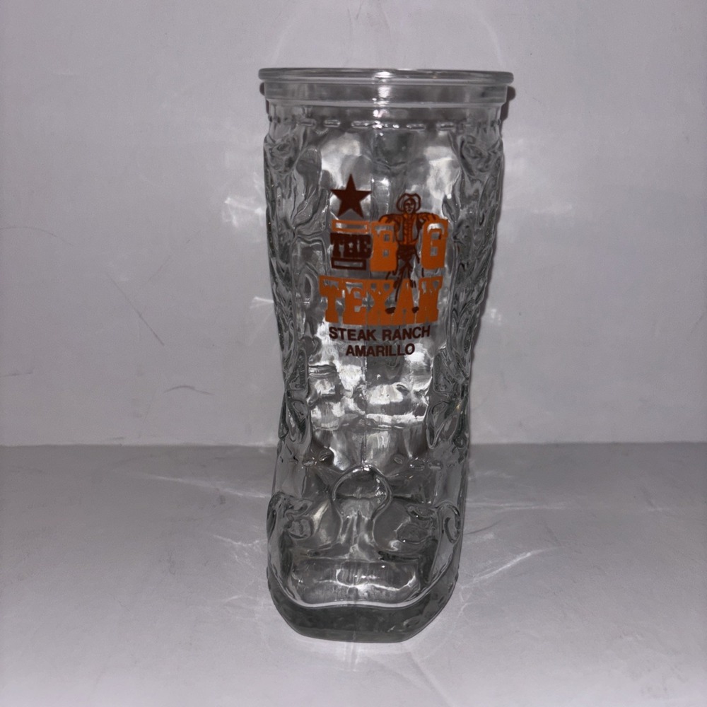 THE BIG TEXAN STEAK RANCH AMARILLO TEXAS VINTAGE BOOT GLASS MUG